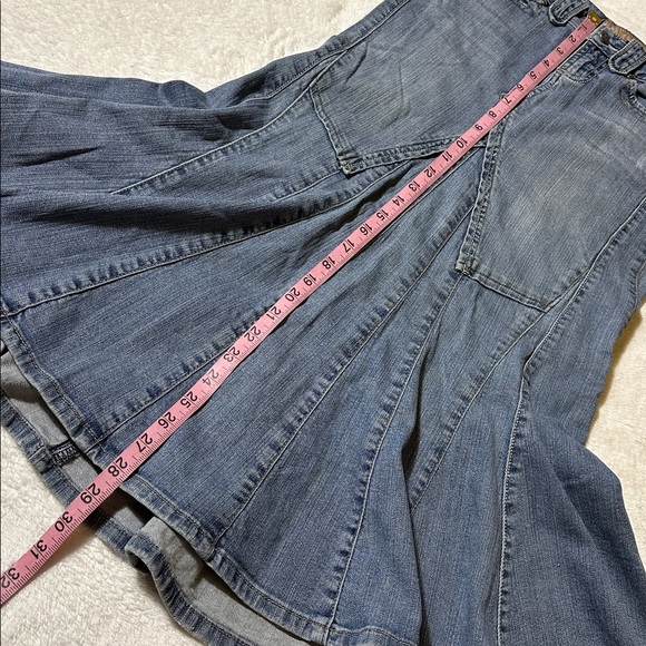 Y2K Retro Low Waist Boho Flared Distressed Midi Skirt Coastal Cowgirl Hippie 0 - Picture 7 of 8